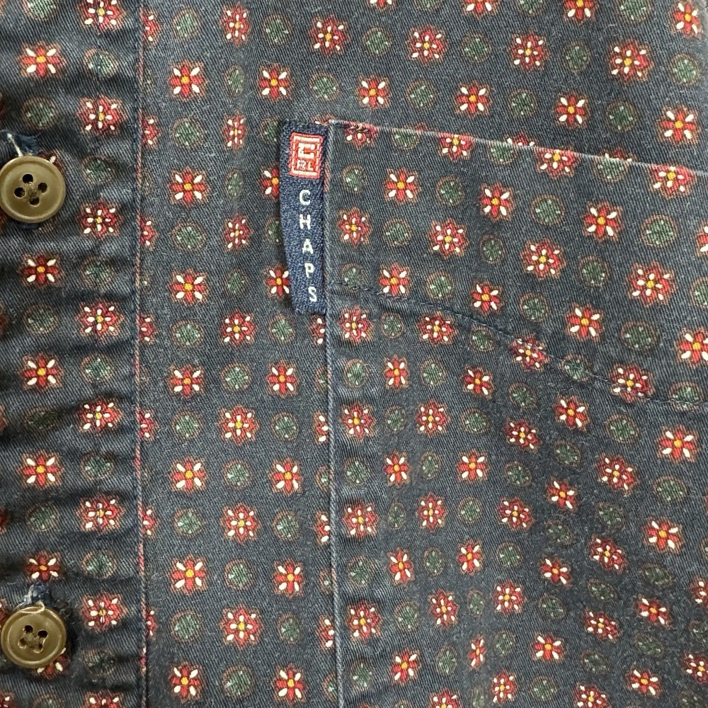 Chaps Ralph Lauren Short Sleeve Cotton Shirt Mens Size L Geometric Print - Picture 4 of 6